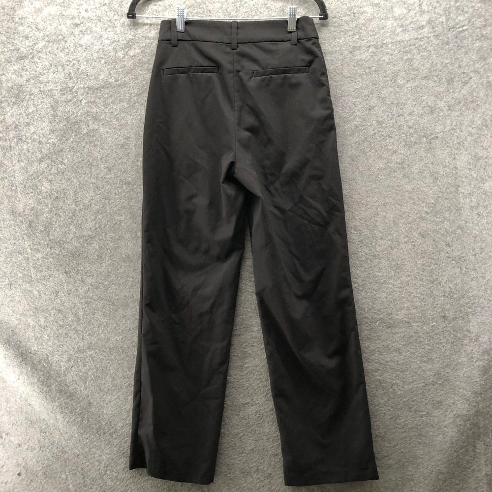 HM Wide Leg Dress‎ Pants Womens 2 Black High Rise Relaxed Straight Flat Front - Picture 2 of 9